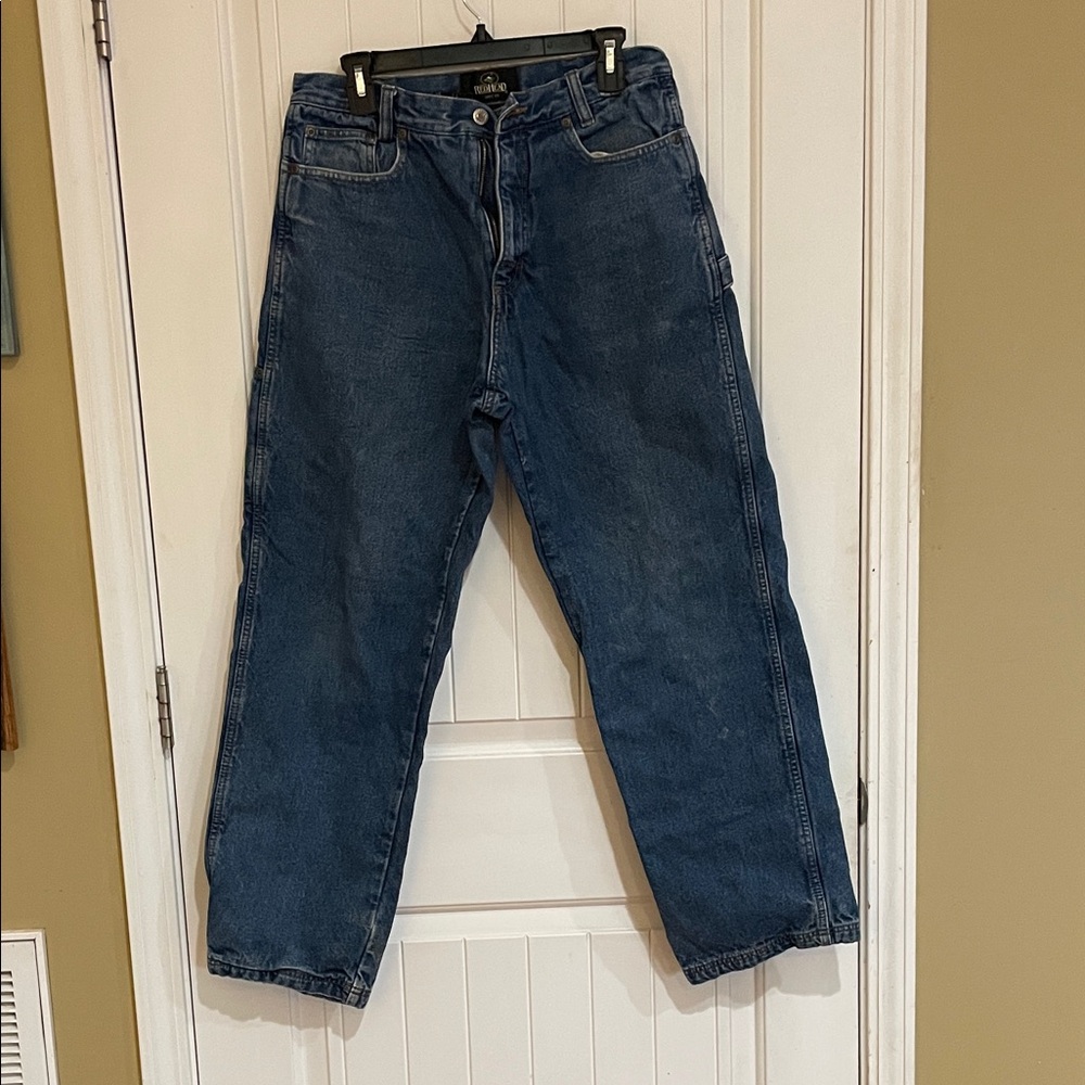 RedHead cargo Relaxed Fit flannel lined Blue Jeans 32x32